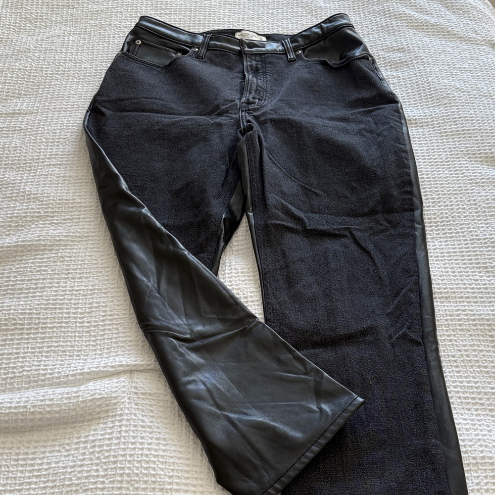 women’s Black Jeans with Leather Accents